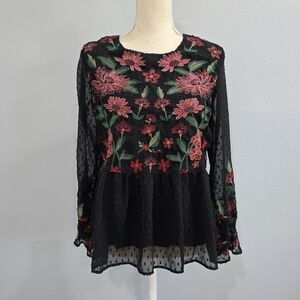 American Eagle Outfitters Black Floral Blouse